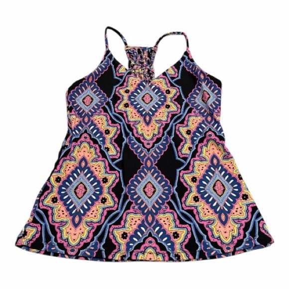Raisins Tankini Top Small Nepal Nights Macrame Racerback Black Blue Pink - Picture 6 of 9